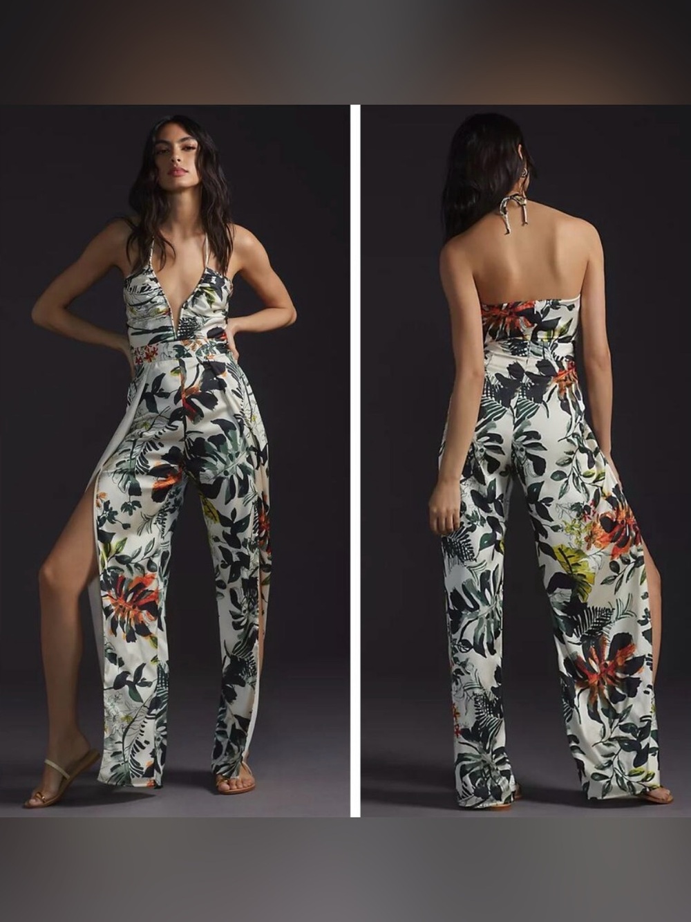 Anthropologie Katie May Never Cross Tropical Jumpsuit Halter Size Small